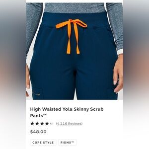 NWT - Figs High Waisted Yola Scrub Pants in Deep Reef, Medium Petite